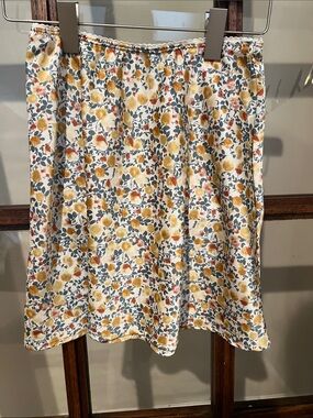 Altar'd State Cream Floral A-Line Skirt with Mustard & Pink Accents